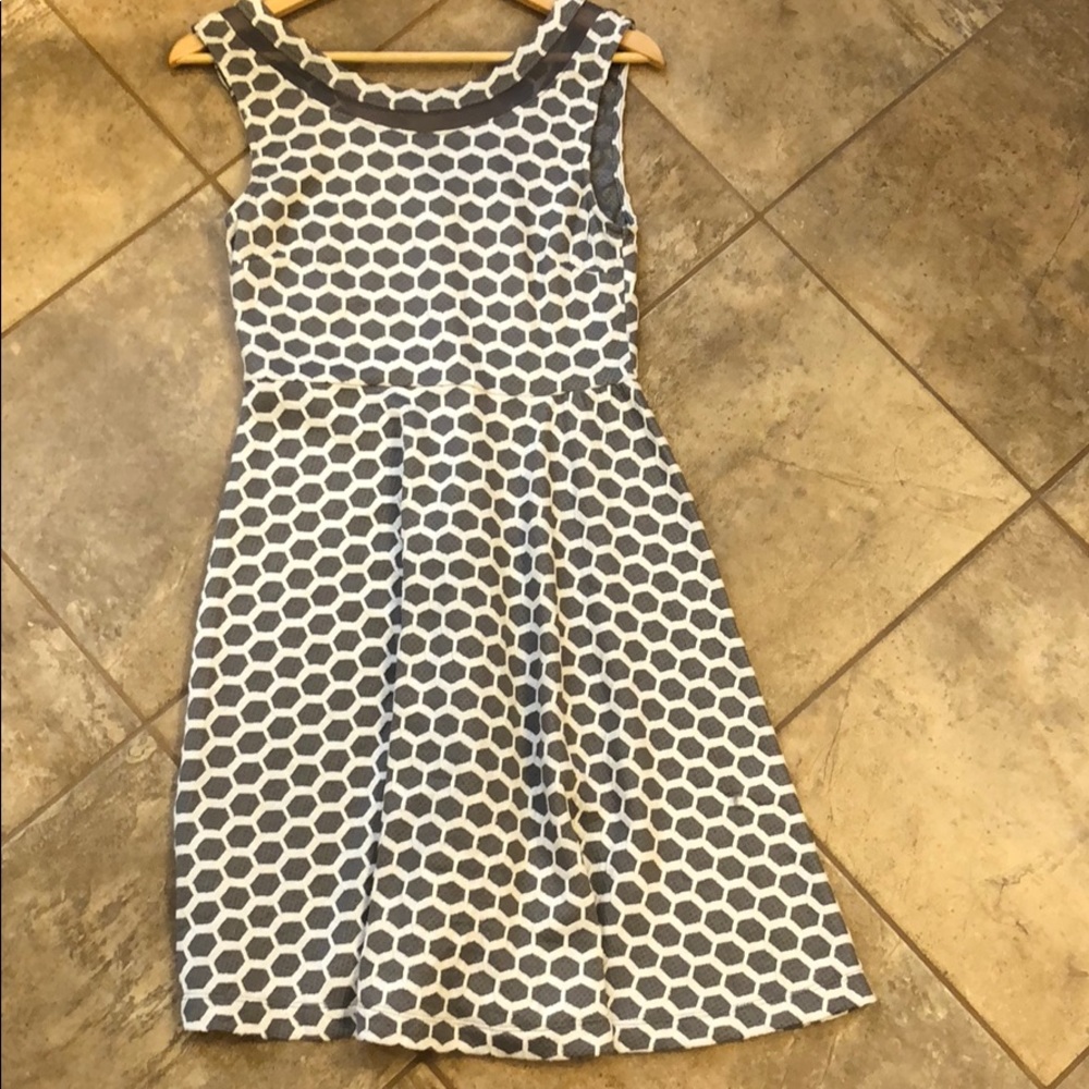 Grey and White Mid Rise Dress